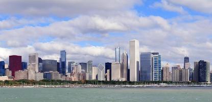 Chicago skyline over Lake Michigan photo