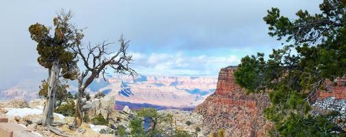 Grand Canyon panorama view in winter with snow photo