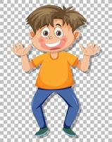 Young man cartoon character on grid background vector