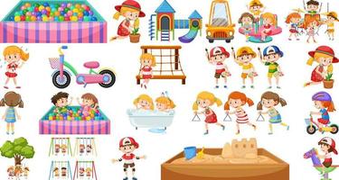 Set of children doing different activities vector