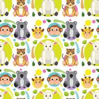 Cute animals seamless pattern vector