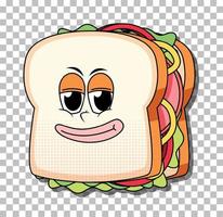 personaje de dibujos animados sándwich aislado vector