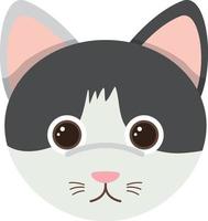 linda cabeza de gato en estilo plano vector