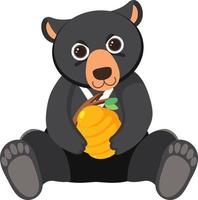 Cute black bear in flat cartoon style vector