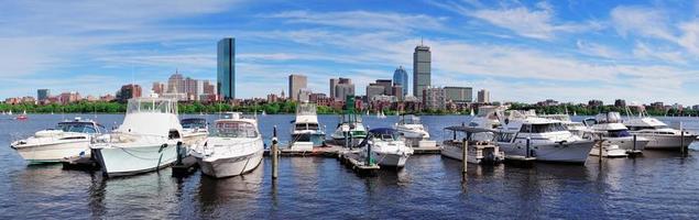 Boston skyline over river photo