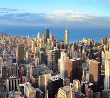 Chicago skyline at sunset photo