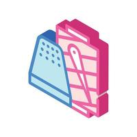 thimble with thread isometric icon vector illustration