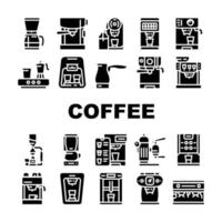 Coffee Machine Barista Equipment Icons Set Vector