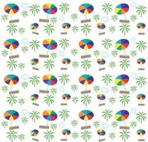 Palm trees, umbrellas seamless pattern. Vector illustration.