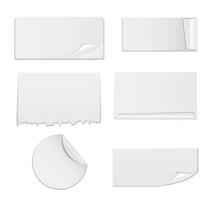 Set of White Paper Stickers Isolated on White Background.  Vector illustration