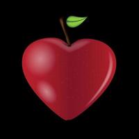 Happy Valentines Day card with apple heart. Vector illustration