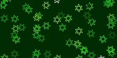 Light green, yellow vector backdrop with virus symbols.