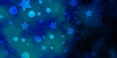 plantilla de vector azul claro con círculos, estrellas.