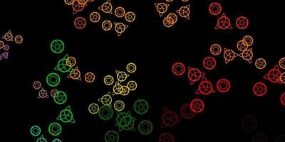 Dark Multicolor vector backdrop with mystery symbols.