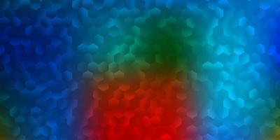 Dark multicolor vector background with hexagonal shapes.