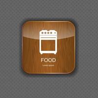 iconos de aplicaciones de madera para alimentos y bebidas