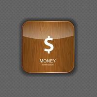 iconos de aplicaciones de madera de dinero vector