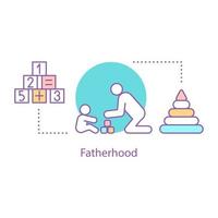 Fatherhood concept icon. Parenthood idea thin line illustration. Father playing with child. Vector isolated outline drawing