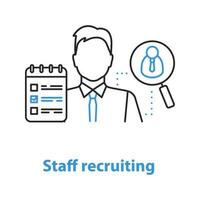 Staff recruitment concept icon. Hiring. Personnel searching idea thin line illustration. HR manager. Vector isolated outline drawing