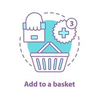 Add to basket concept icon. Online shopping idea thin line illustration. Place an order. Vector isolated outline drawing