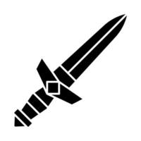 Medieval dagger glyph icon. Double edged small pointed knife. Weapon for medieval knight. Personal protection. Silhouette symbol. Negative space. Vector isolated illustration