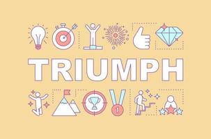 Triumph word concepts banner. Successful goal achievement. First place. Sport competition winning. Presentation, website. Isolated lettering typography idea, linear icons. Vector outline illustration
