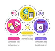 Startup testing vector infographic template. Business presentation design elements. Data visualization with three steps and options. Process timeline chart. Workflow layout with linear icons