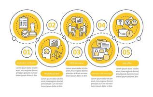 Headhunting process vector infographic template. Getting job. Recruitment. Data visualization with five steps and options. Process timeline chart. Workflow layout with icons