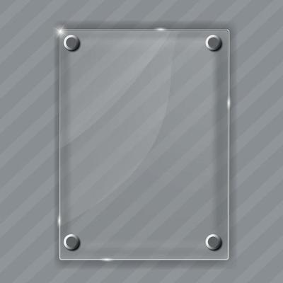 Glass frame on abstract metal background. Vector illustration.