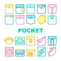 Patch Pocket Clothes Collection Icons Set Vector