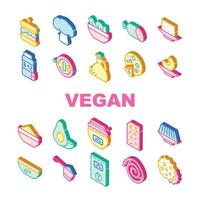 Vegan Menu Restaurant Collection Icons Set Vector
