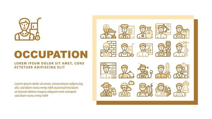 Male Occupation Job Landing Header Vector