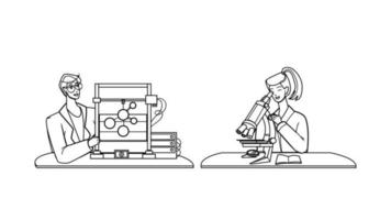 estudiante de trabajo científico e investigación en vector de laboratorio