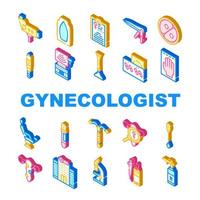 Gynecologist Treatment Collection Icons Set Vector Illustration