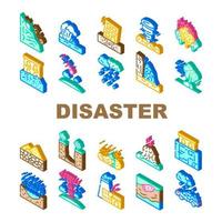 Disaster Destruction Collection Icons Set Vector