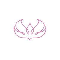 Lotus flower one line. Vector logo icon template