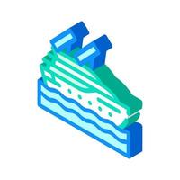 solar powered ship isometric icon vector illustration