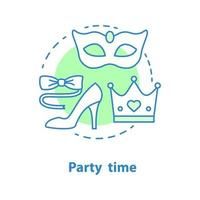 Party time concept icon. Birthday party idea thin line illustration. Masquerade ball. Vector isolated outline drawing