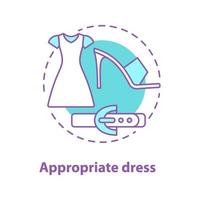 Holiday wear concept icon. Appropriate clothing idea thin line illustration. Holiday dress, high heel shoe and belt. Vector isolated outline drawing