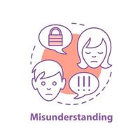 Misunderstanding concept icon. Disagreement idea thin line illustration. Quarrel. Conflict. Vector isolated outline drawing