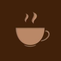 Cup with hot drink paper cut out icon. Coffee, tea, cocoa. Vector silhouette isolated illustration