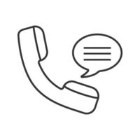 Handset with speech bubble linear icon. Thin line illustration. Hotline. Telephone support. Voice message. Contour symbol. Vector isolated outline drawing