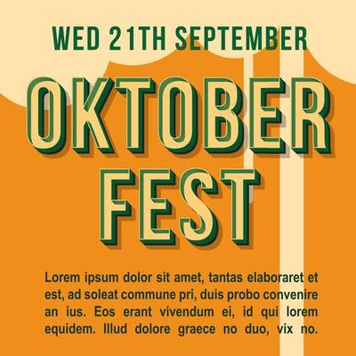 Oktoberfest vintage 3d vector lettering. Retro bold font, typeface. Pop art stylized text. Old school style letters. 90s, 80s festive promo poster, banner typography design. Yellow color background