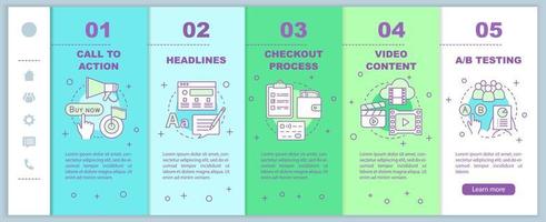 plantilla de vector de páginas web móviles de incorporación de marketing digital. campaña de publicidad. promocion mmm idea de interfaz de sitio web de teléfono inteligente sensible. pantallas de pasos del tutorial de la página web. concepto de color