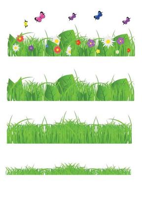 Flower and grass Borders set. vector illustration