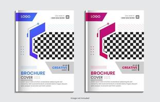 Modern corporate report cover set design with creative shapes vector