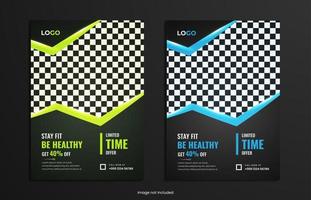 Gym fitness poster and flyer design with simple shapes vector