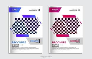 Simple corporate report cover set design with creative shapes vector