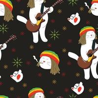 Seamless pattern of reggae cat vector