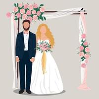 Bride and groom getting married vector